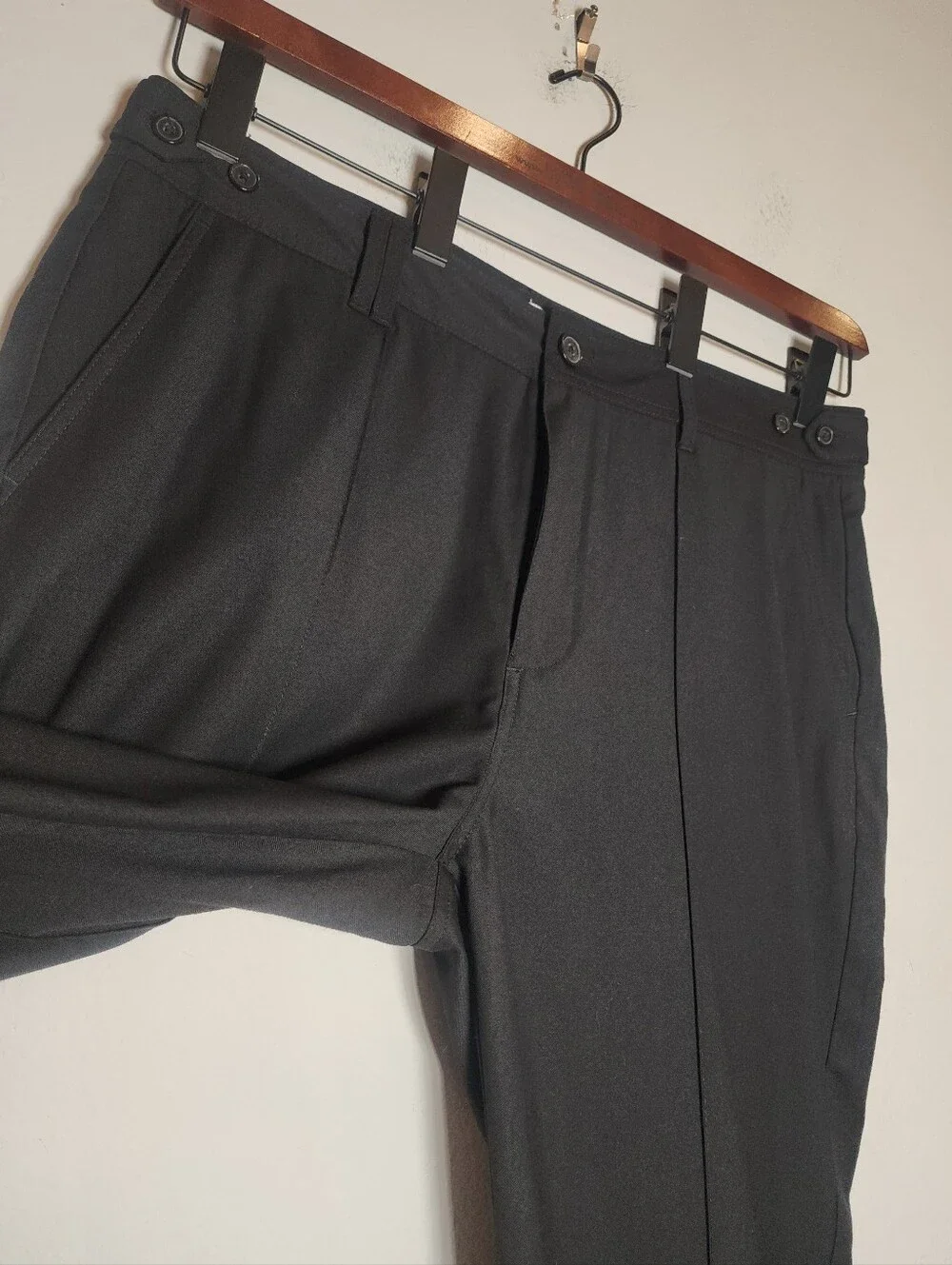 I Love Ugly Wool Blend Black Trouser Pants Seamed Detail Size XXL